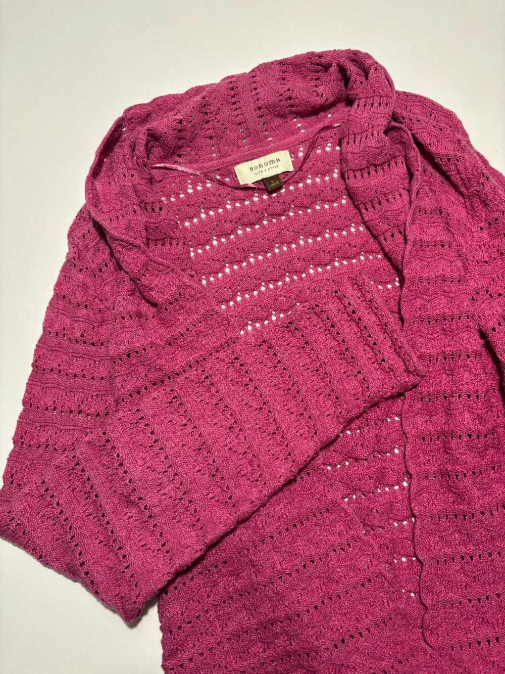Sonoma Pink Y2K Crochet Cotton Cardigan